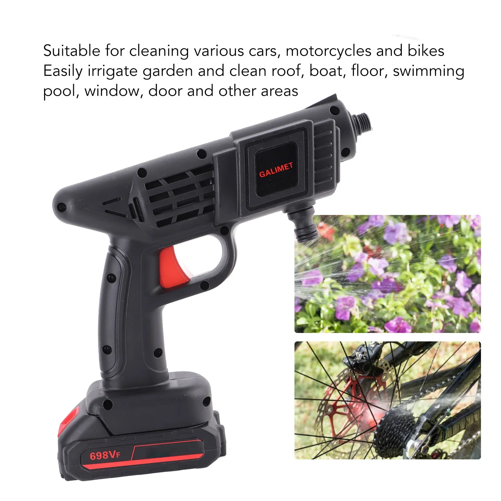 Power Cleaner 460W 100-240V High Pressure Car Washer Powerful Output Battery Operated Portable 90bar for Garden Irrigation