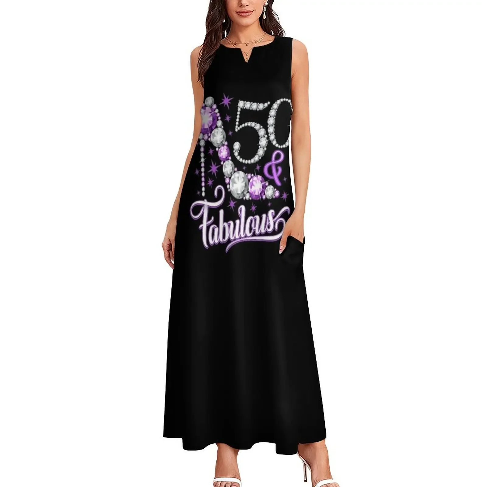 50th Birthday T-shirt. 50 & Fabulous t-shirt for ladies. Long Dress evening dresses ladies dress summer