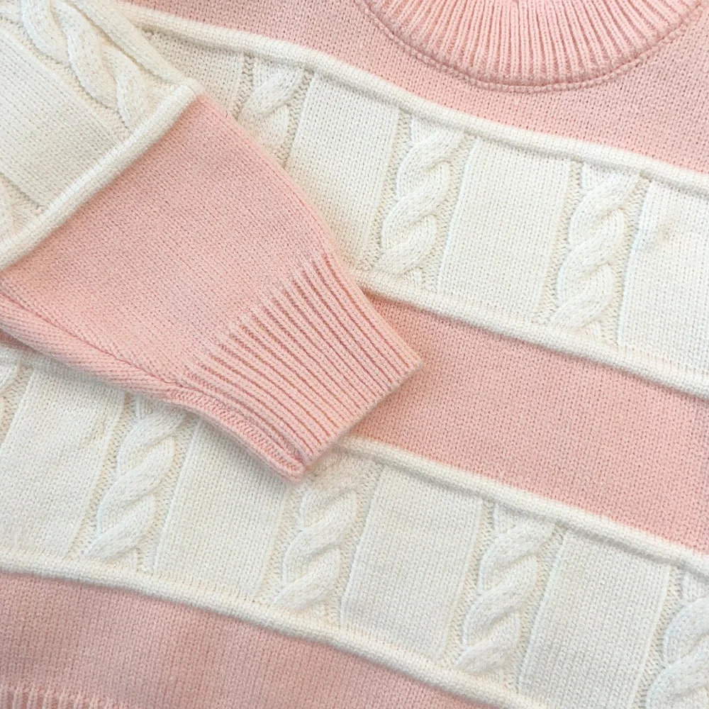 Europäischer und amerikanischer Stil, farblich abgesetzte Mädchenkleidung, Herbst-Winter-Strickpullover-Set für Kinder, langärmeliges Oberteil + Faltenrock – Detail 5