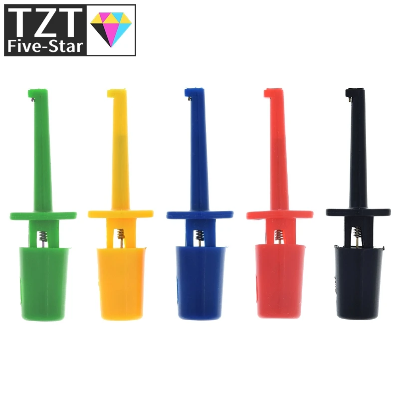 TZT 10Pcs Mini Single Test Hook Clip Test Probe for Electronic Testing IC Grabber Small Size Round Crocodile Clip Hook Test Clip