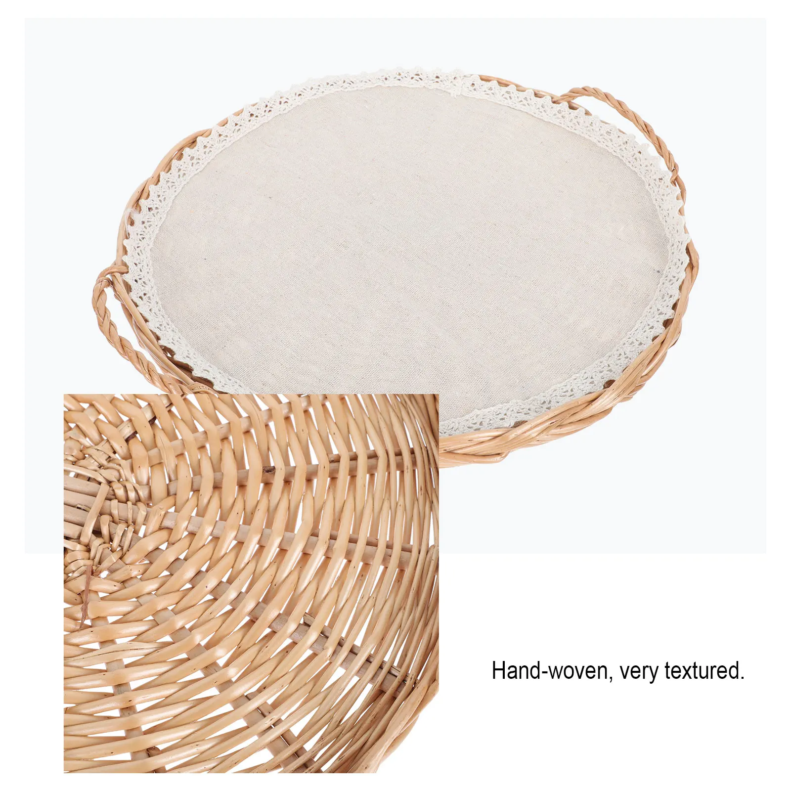 

Baking Tray Household Wicker Basket Bread Serving for Table Woven Baskets Kitchen Vegetable Practical Bun Food