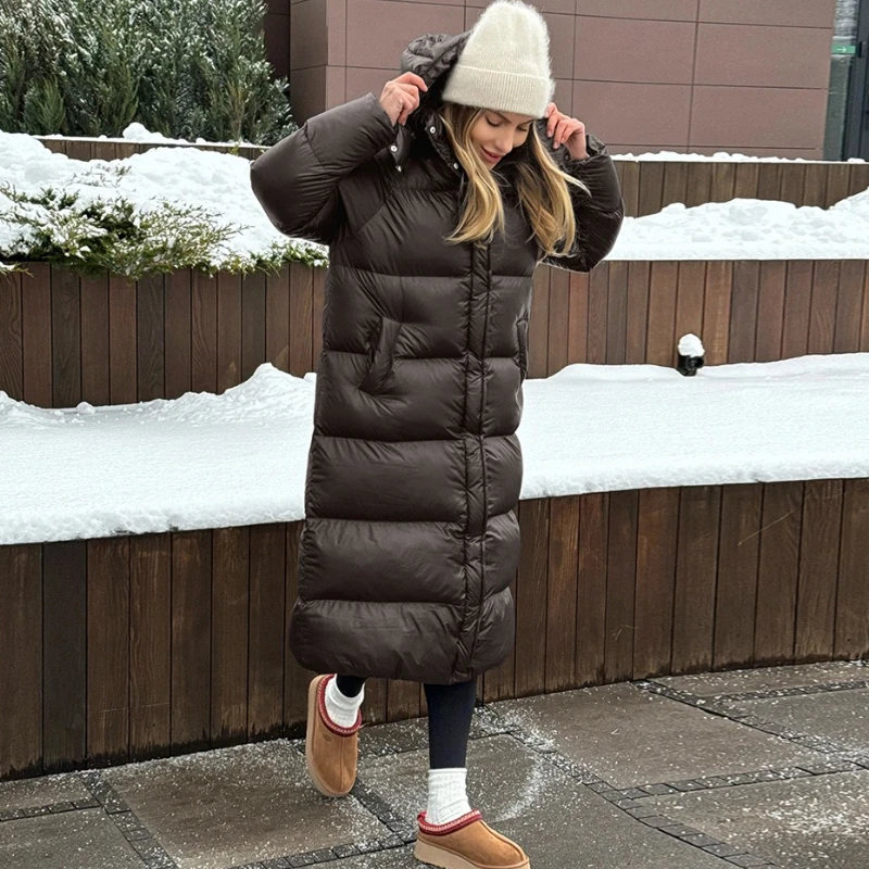 TARUXY Quilted Long Hooded Cotton Coat Women Fashion Zipper Buttons Pocket Leisure Long-Sleeves Winter Keep Warm Cotton Clothes
