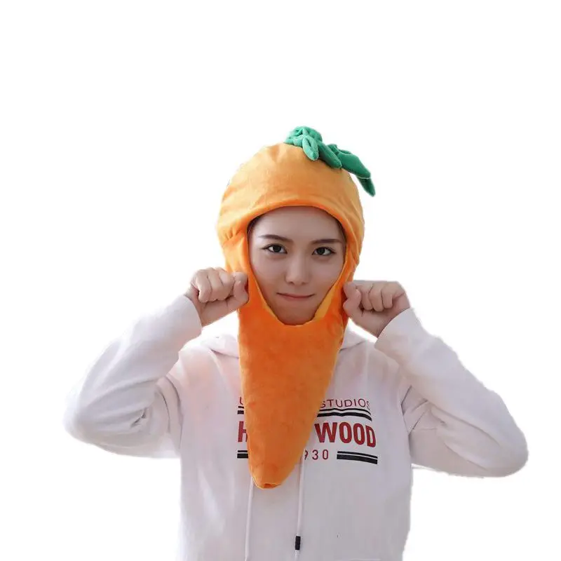 Lovely Carrot Shaped Hat Stuffed Toy Cosplay Headwear Party Hats for Carnival Festival