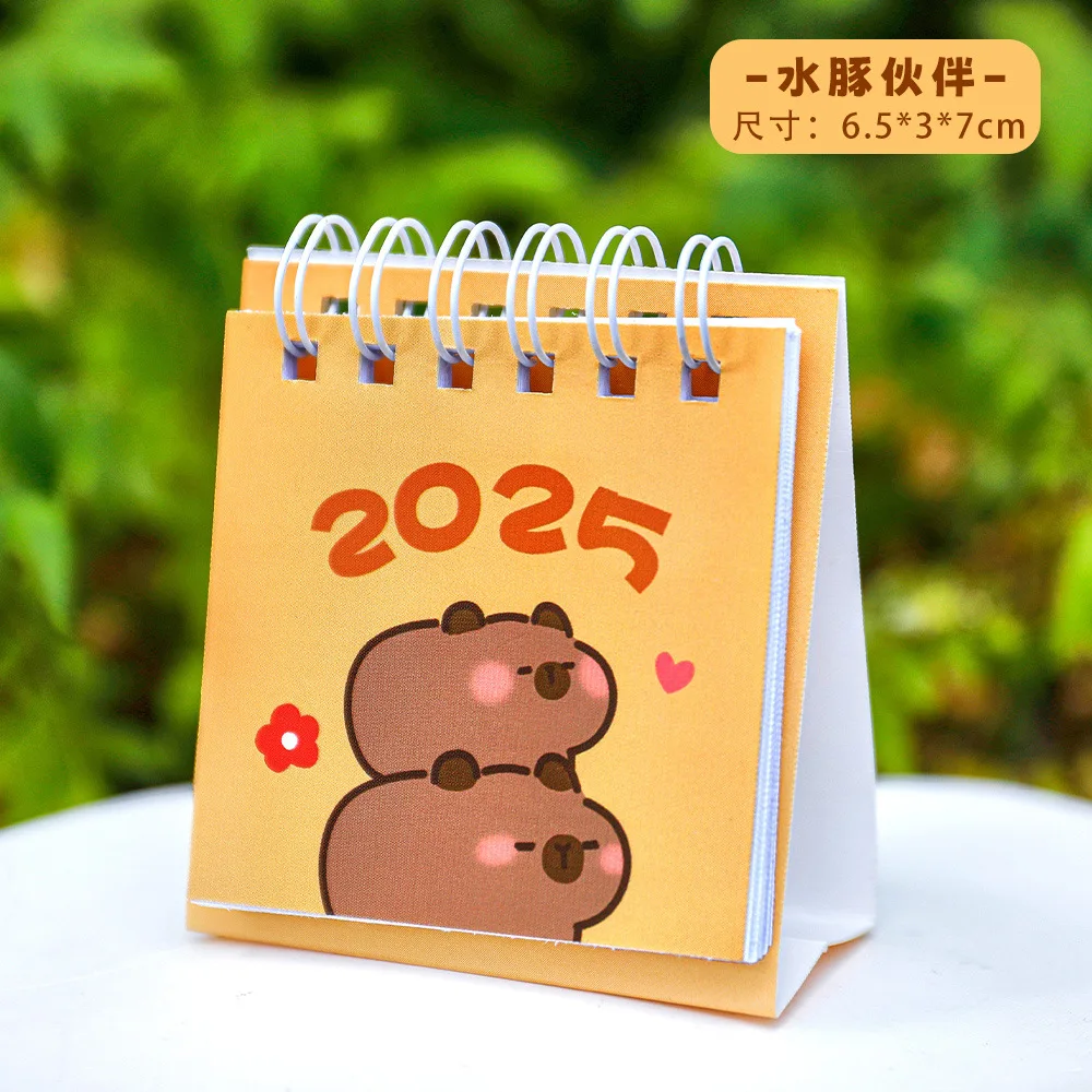 Capybara 2025 Desk Calendar Desktop Ornaments Cute Mini Desk Calendar Desk Accessories Office Supplies