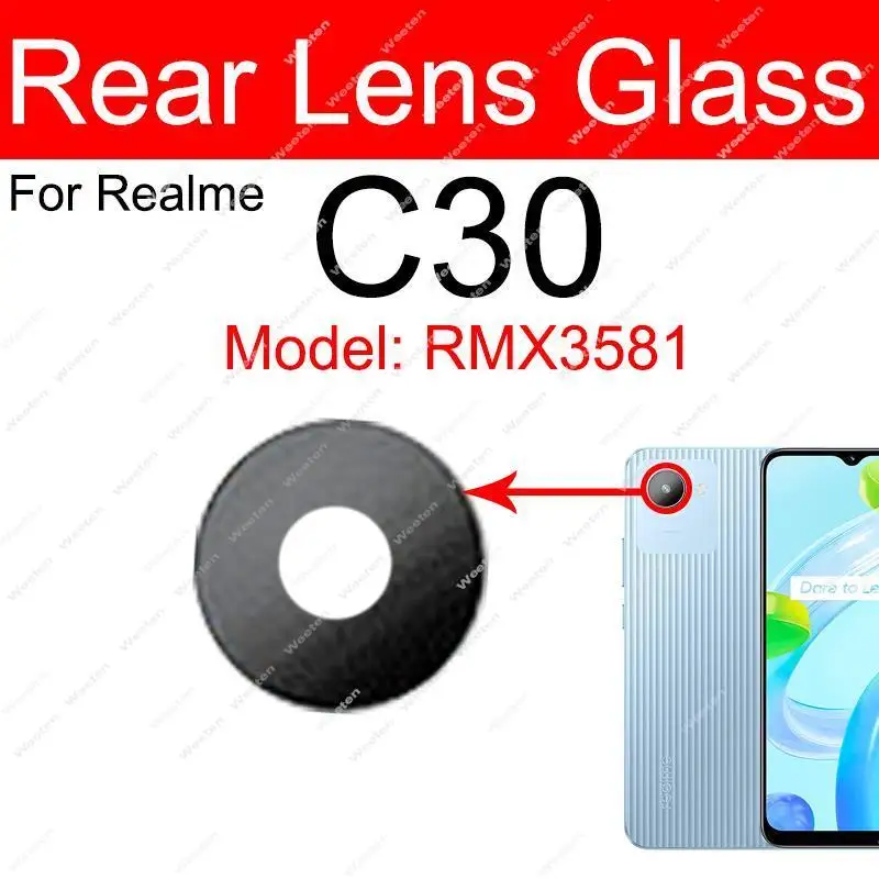 Back Camera Glass Lens For Realme C30 C30S C33 C31 C35 C53 C55 Rear Camera Lens Glass with Sticker Replacement