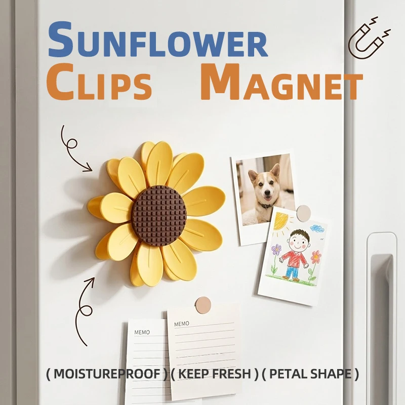 Sunflower Fridge Magnet Bag Clip10 Pcs Food Sealer Chip Snack Clips Kitchen Pantry Organizer Freshness Keeper Moisture Proof