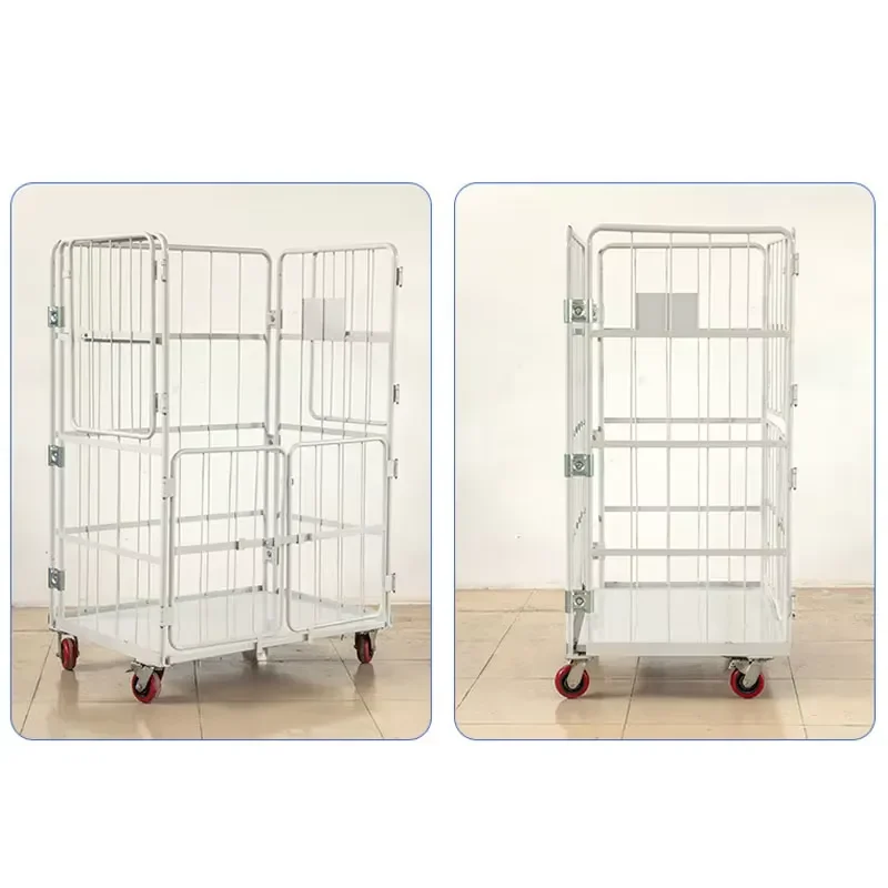Heavy Duty Galvanized Steel Mesh Laundry Cart with Wheels Removable Cage for Hospital Industrial Use Durable Storage Trolley