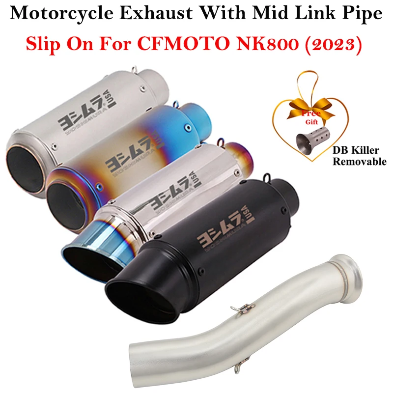 

For CFMOTO 800NK 800NK NK 800 2023 Motorcycle Exhaust Escape Modify Connecting With Mid Link Pipe Bike Escape Muffler DB Killer