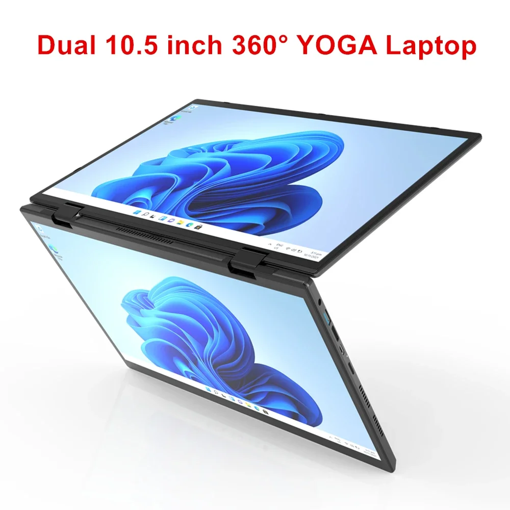 Dual Screen Touch Laptop Convertible Laptop for Win 11 Pro 10.5” Dual Screen Intel N95 Mini Pc Home Office Multimedia 4500mAh