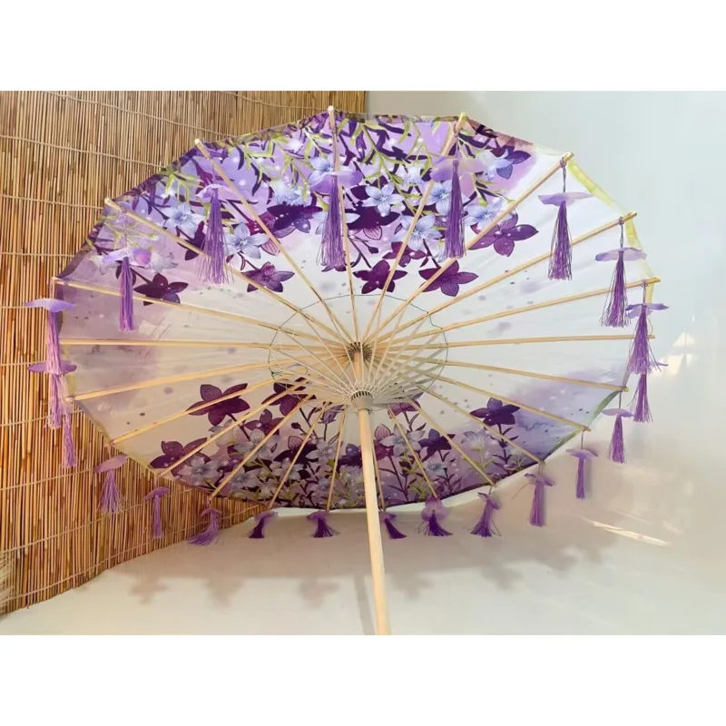 Hanfu Tassel Purple Lavender Anime Umbrella Windproof For Beach Dance Cosplay OilPaper Umbrella Parasol El Principito