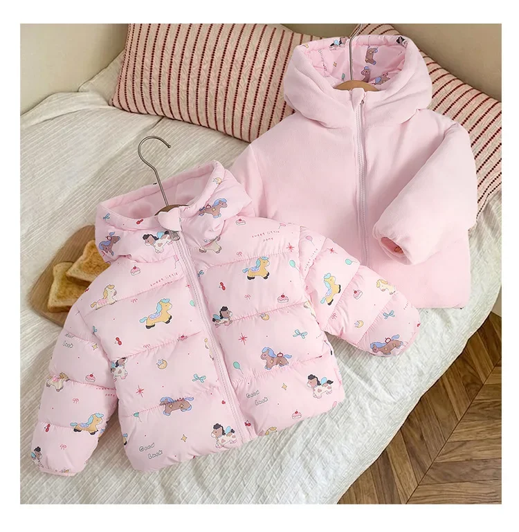 Baby Herbst-Winter-Stil Kinder-Baumwollkleidung Jacke mit Taschen Einfarbige Daunenjacke Kleinkind-Mantel Langarm Baby-Baumwollkleidung – Detail 7