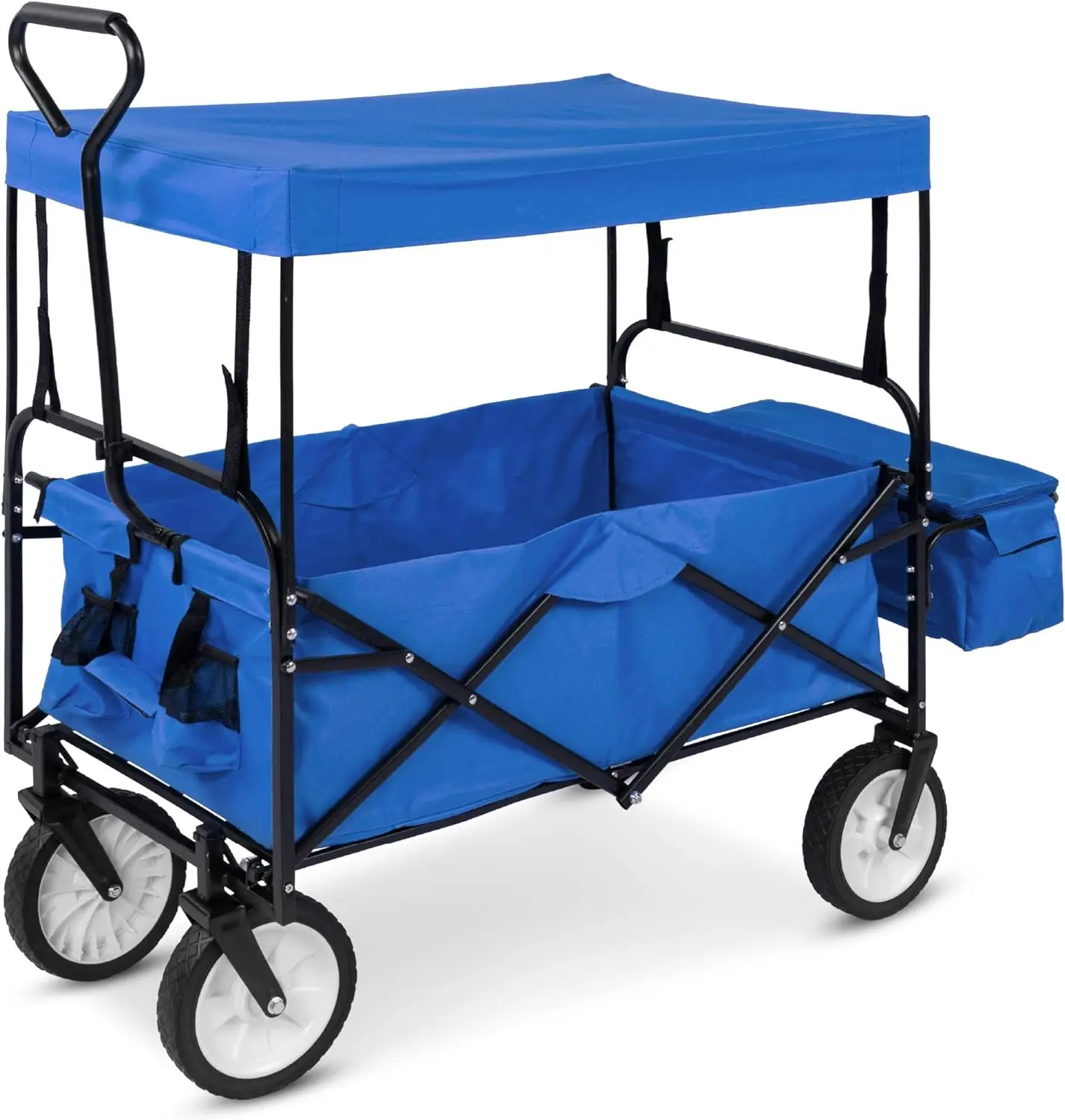 

Collapsible Folding Outdoor Utility Wagon with Canopy Garden Cart for Beach, Picnic, Camping, Tailgates w/Removable Canopy