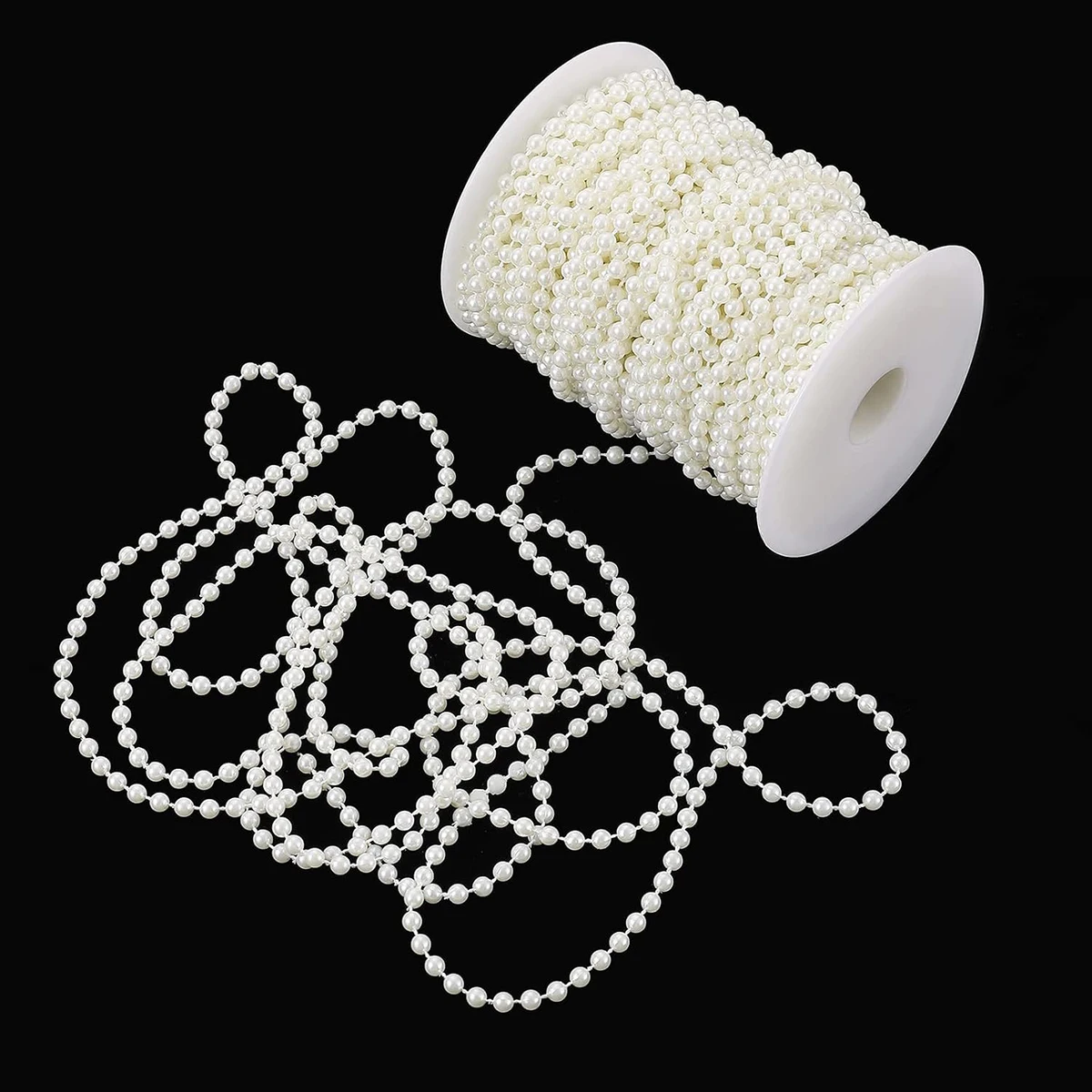 Chaîne de perles d'imitation blanches, 3-10mm, perles rondes, pour bricolage, décoration de vêtements de mariage, accessoires de fabrication de bijoux, 1 pièce