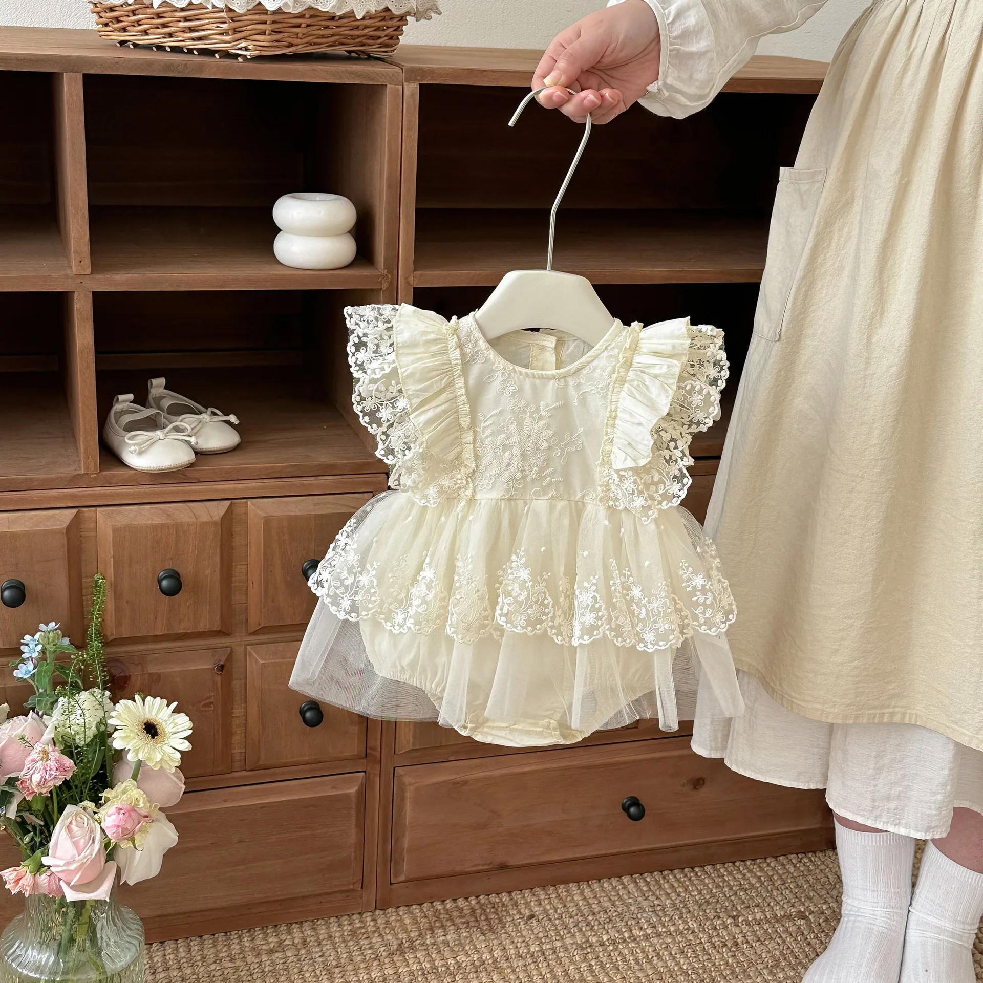 Baby Clothing 2026 Summer Newborn Baby Girls Bodysuit Princess Lace Dress Banquet Birthday Party Infant Girls Romper Skirt Dress