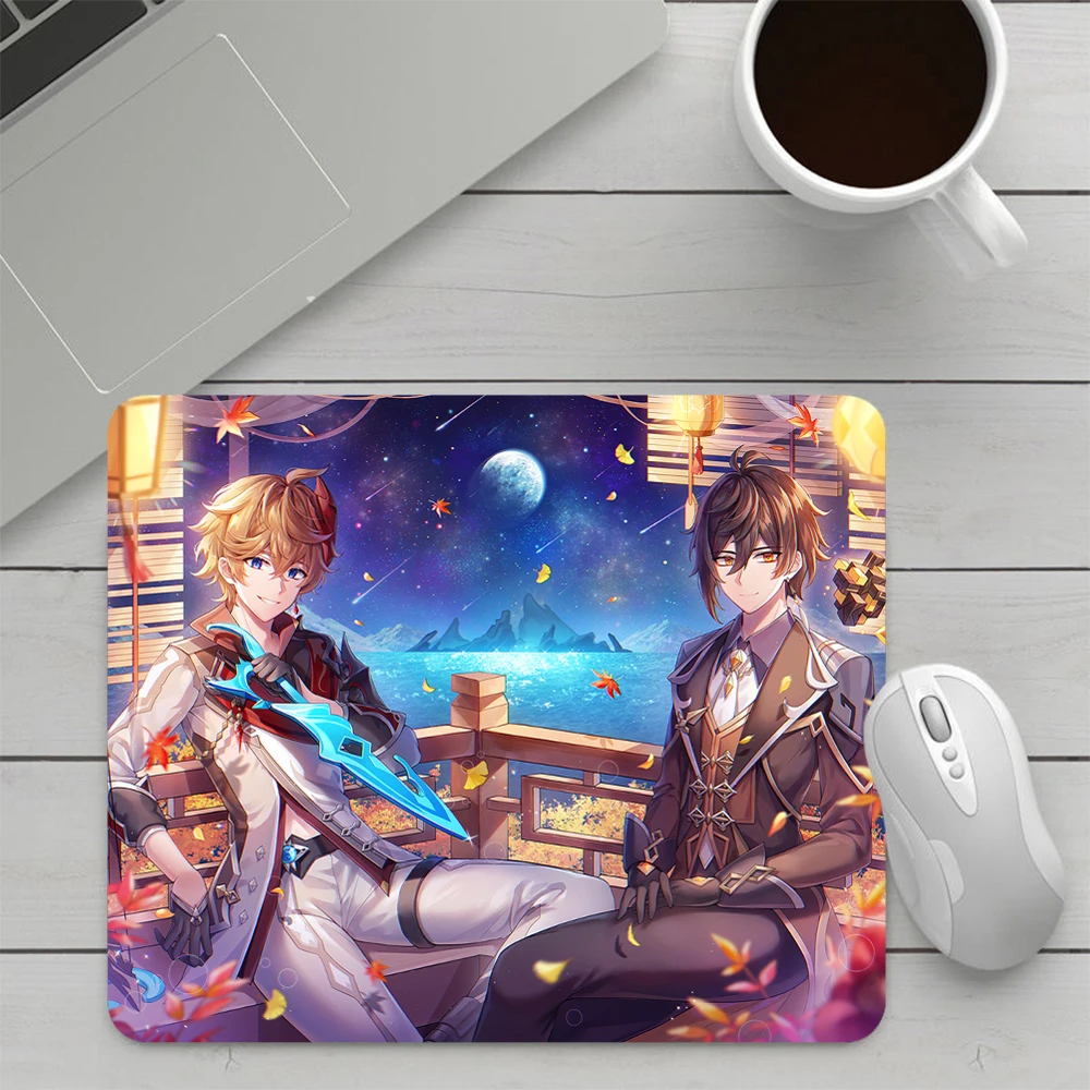 Genshin Impact Tartaglia Zhongli Small Gaming Mouse Pad Computer Mousepad PC Gamer Mouse Mat Laptop Office Keyboard Mat Desk Pad