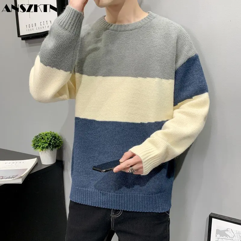 

ANSZKTN New autumn and winter men's pullover loose trend casual sweater sweater