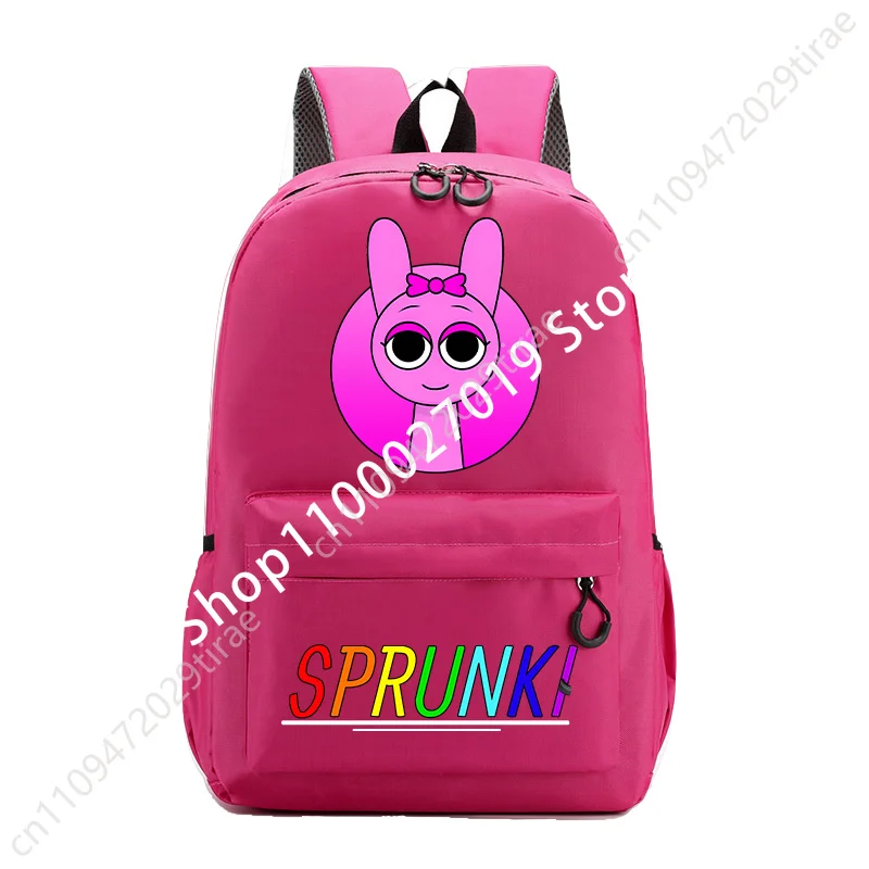 Sprunkis Ransel Anak Laki-laki Perempuan Tas Sekolah Anime Kartun Anak-anak Tas Sekolah Siswa Lucu Bersirkulasi Udara Tas Kanvas Tahan Aus Hadiah Anak-anak
