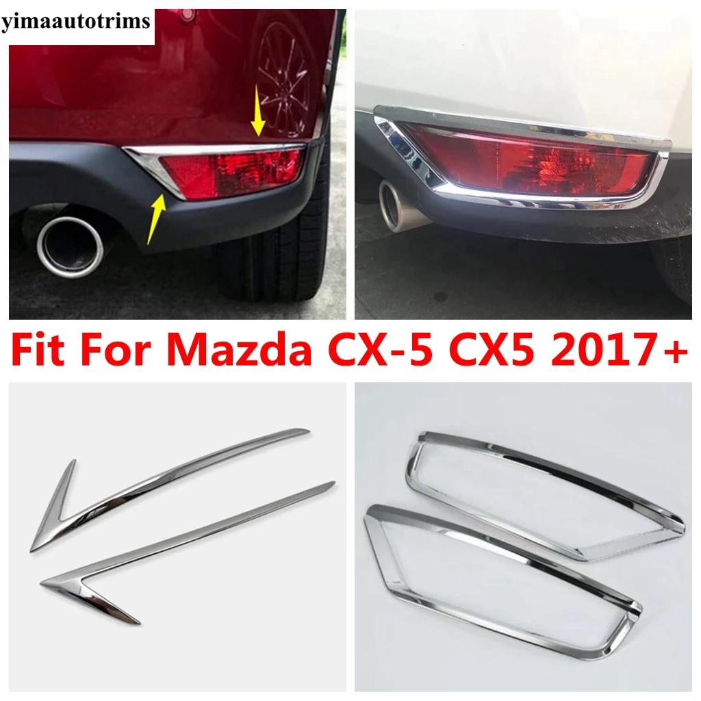 

Chrome Accessories For Mazda CX-5 CX5 2017 - 2021 Rear Fog Light Lamp Eyelid Eyebrow Strip Frame Cover Trim Exterior Kit