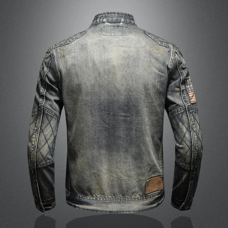 New Men\'s Retro Classic Denim Jacket Autumn Trendy Casual Versatile Streetwear High Street Handsome Cycling Wear Men\'s Clothing