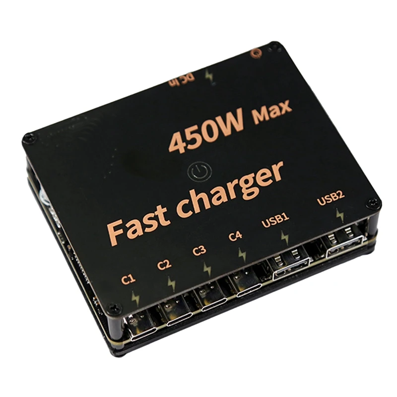 

450W Six-Way High Power Simple CNC Quick Charge Indicator Shell Mechanical Style Fast Charging Desktop Charger