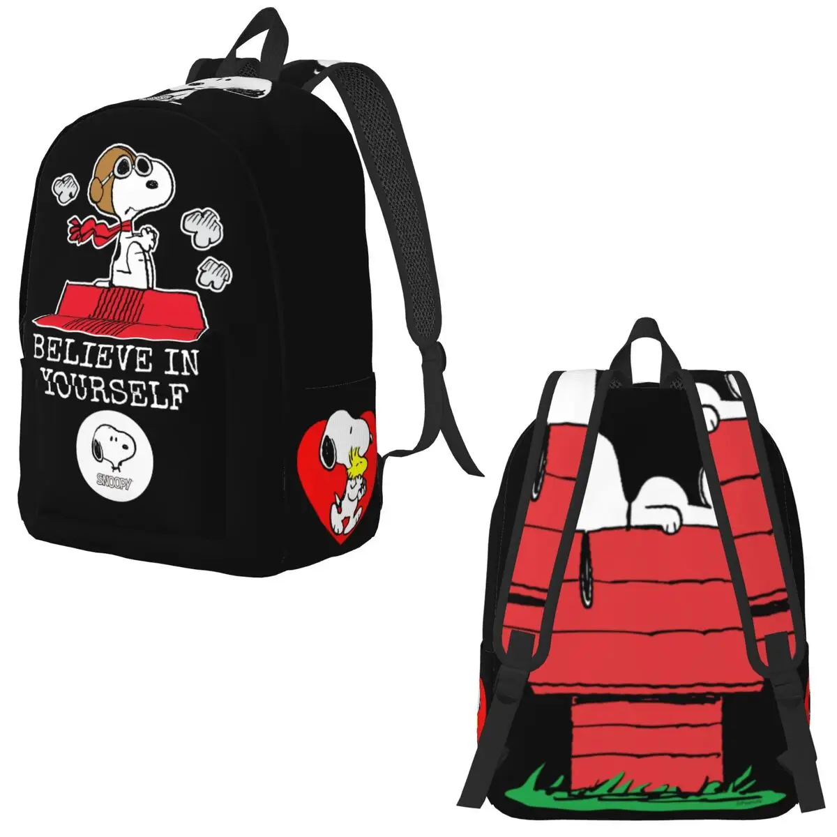 Śmieszne orzeszki ziemne węszące z nadrukiem z psem plecaki dla nastolatków szkolne torby na książki Snoopy\'s House Daypack wysoki torba studencka z