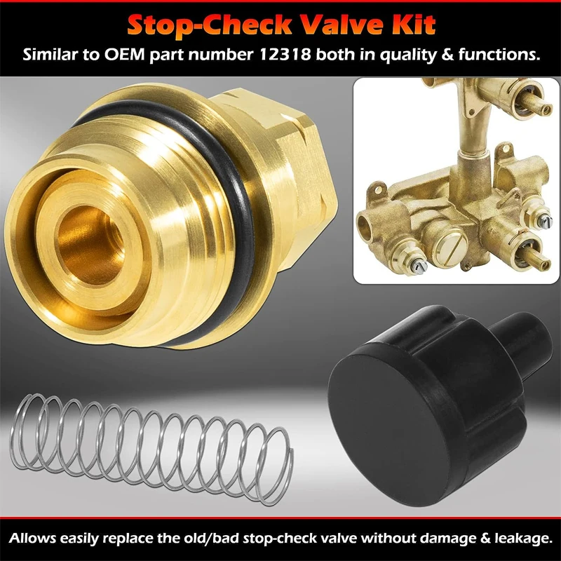 12318 Stop-Check Valve Kit & 1423 Balancing Spool Perfectly Fits for Moen One-Handle Tub and Shower Faucets，Household Tools