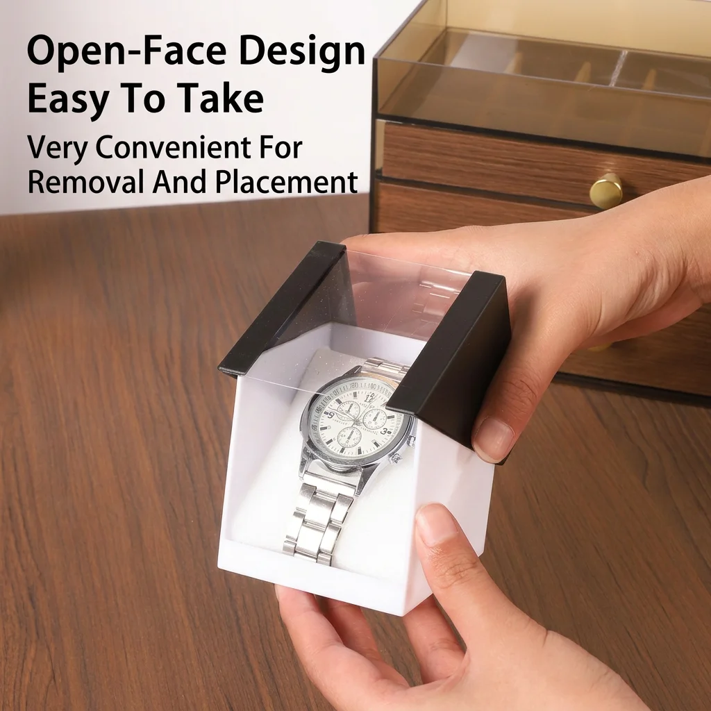 Triangular Watch Box Transparent Jewelry Display Box Wooden Watch Box Wooden Transparent Window Display Case For In-Store Vanity