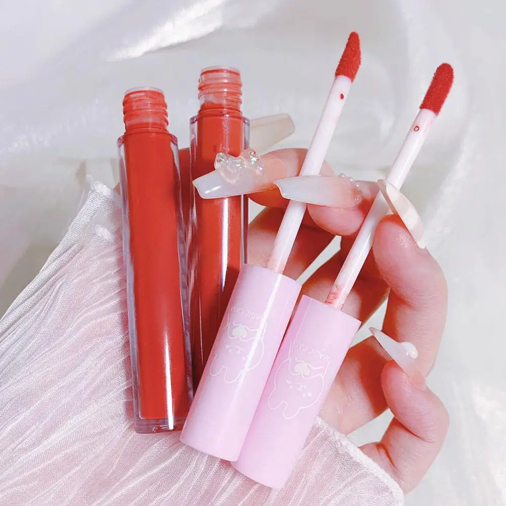 Impermeável Matte Lip Gloss Set, duradouro, vermelho nu, sexy, veludo, batom líquido bonito, copo não pegajoso, maquiagem, cosméticos, 6pcs