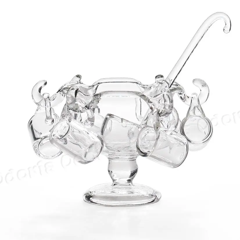 Odoria 1:12 Miniature Glass Cocktail Punch Bowl & 1 Spoon and 6 Cups Tableware Beer Mug Kitchen Set Doll House Accessories Decor