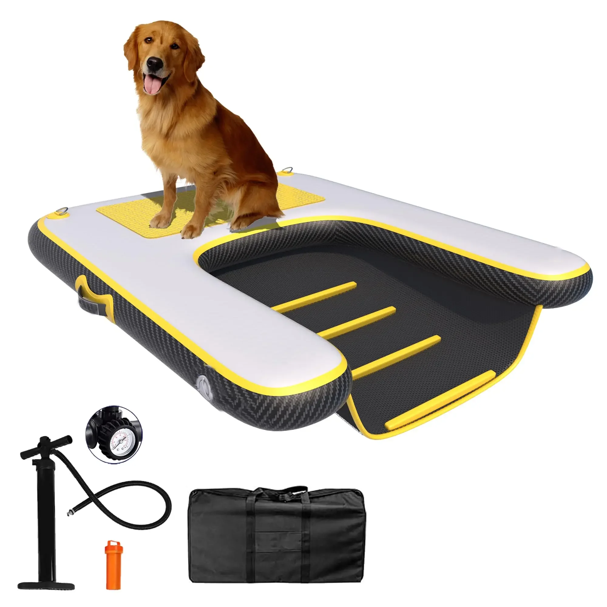 2024  Dog Pool Boat Water Ladder with High Stability EVA Platform for Large Dogs Up to 250LBS, Float Dog Water Ramp for Pool