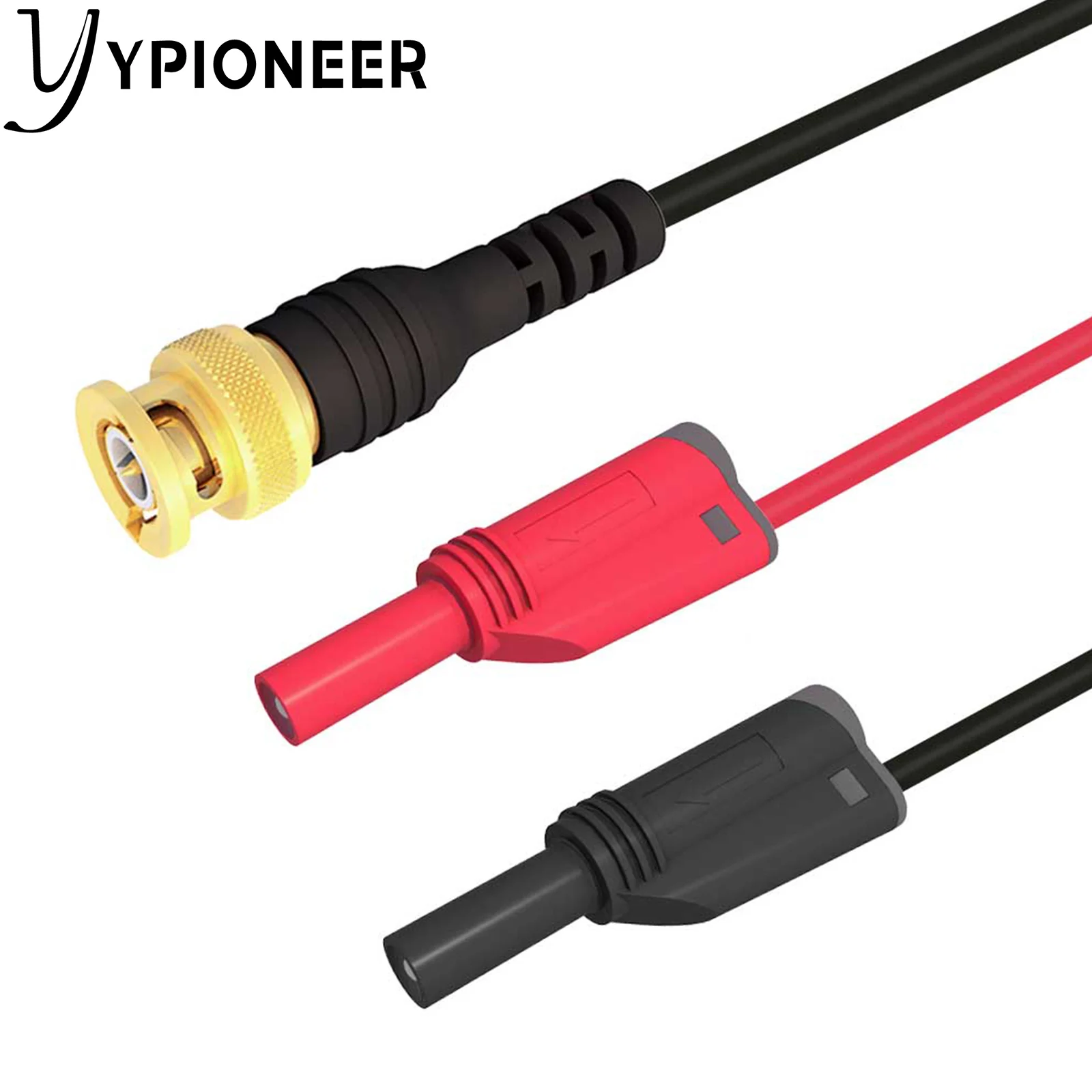 

YPioneer P1064 BNC Test Lead Copper Gold-Plated BNC Male to Dual Safety 4mm Banana Male Plugs Fully Insulated Stackable Shrouded