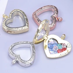 1Pc Trendy Heart Love Floating Photo Relicario Locket Pendant Diy Memory Reliquary Ashes Holder Medallon Colgantes Jewelry Bulk