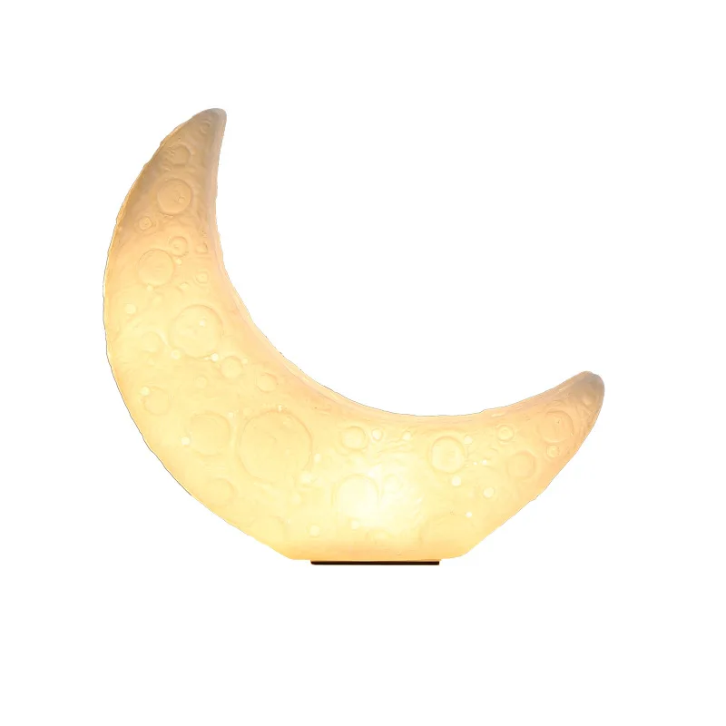

Moon table lamp creative dormitory bedroom bedside lamp Internet celebrity home living room study LED charging atmosphere night