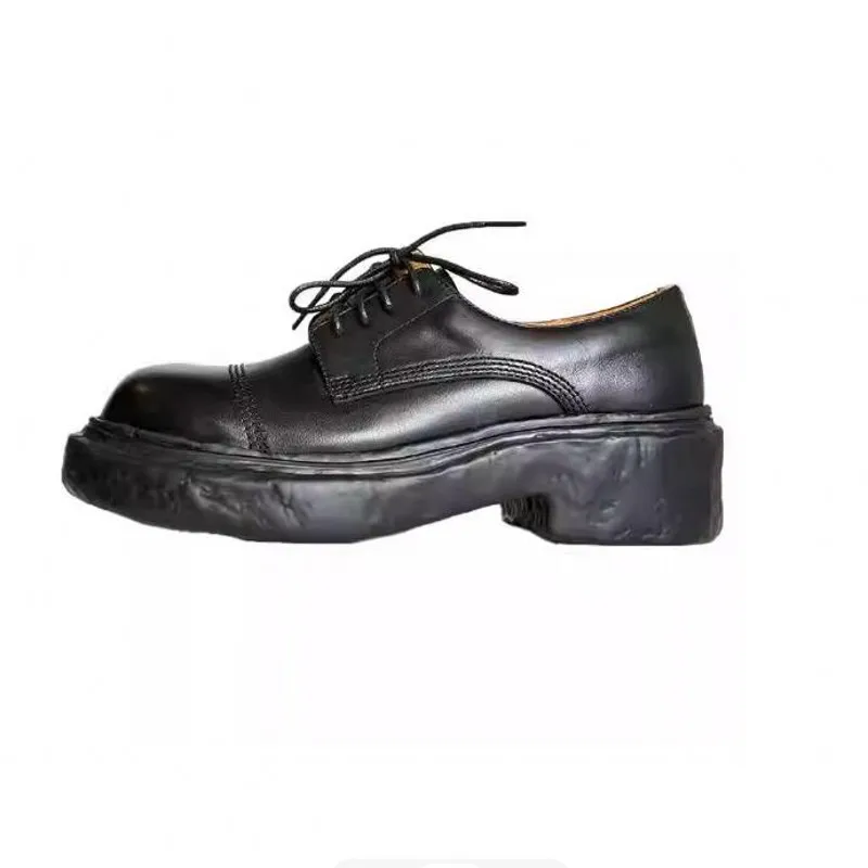 

Handmade Thick heel Mens Derby Shoes Cow Leather Cusomized Lace up Formal Business Shoe