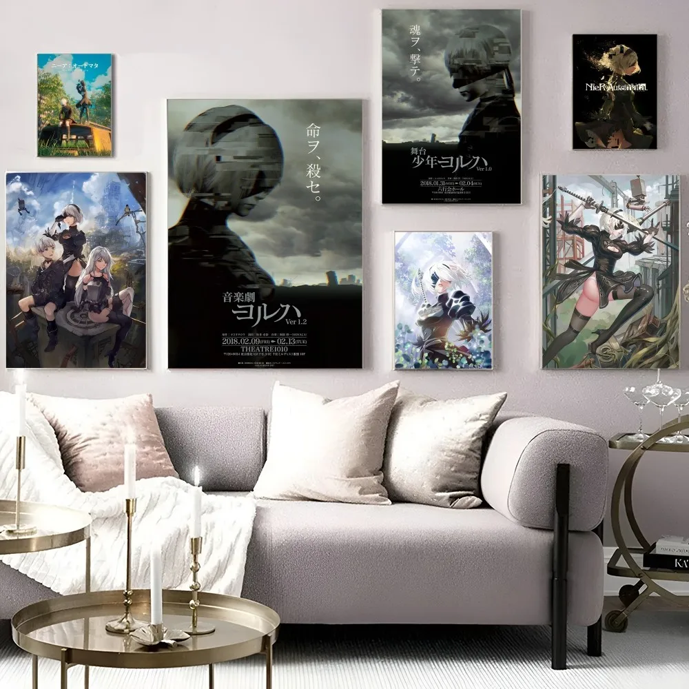 Nier Automata Movie Sticky Posters Vintage Room Bar Cafe Decor Nordic Home Decor