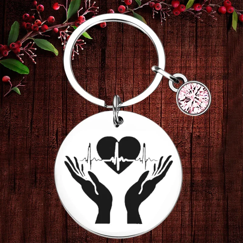 Charm Medical Nurse Doctor gift Keychain Pendant Heart Heartbeat Love Key Chains Nursing Day gift