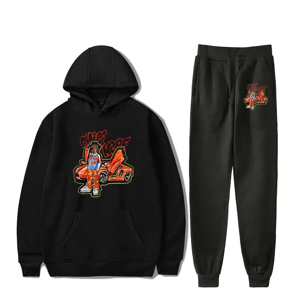 

Chief Keef Hoodie Jogger Calças Two Piece Set Moletons + Moletons 2023 Hip Hop Pullover Estético Dos Homens Conjuntos Mulheres