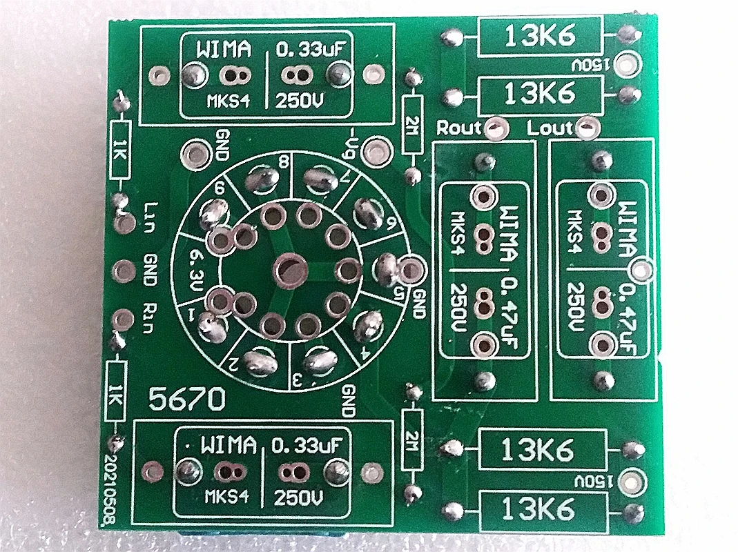 Electronic Tube 5670 Preamplifier Board Fixed Grid Negative Voltage Cathode Grounding No Cathode Resistance Capacitor