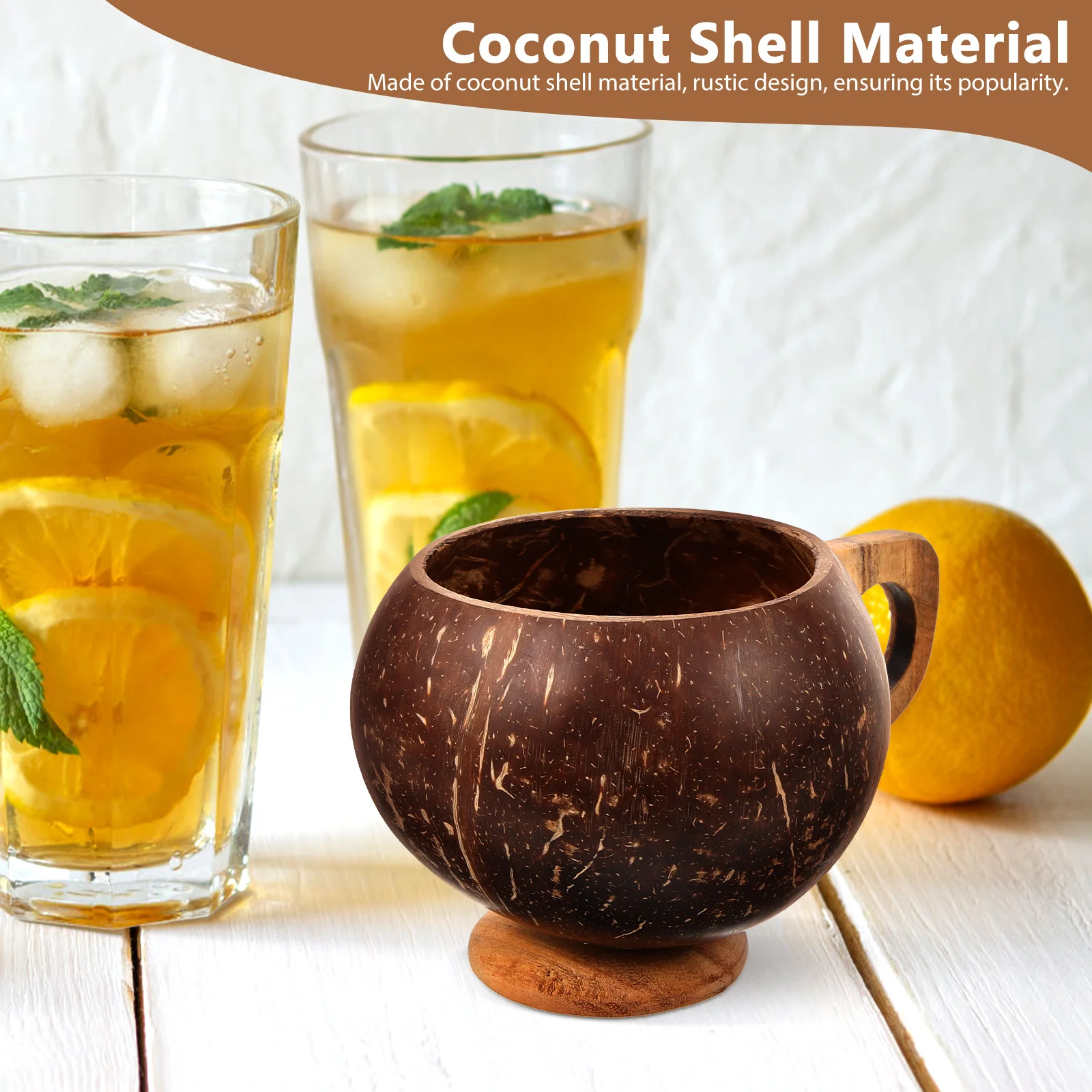 

Coconut Shell Cup Friendly Glass Coffee Mug Drinking Cup Kitchen Accessories Smooth Edge Large Opening