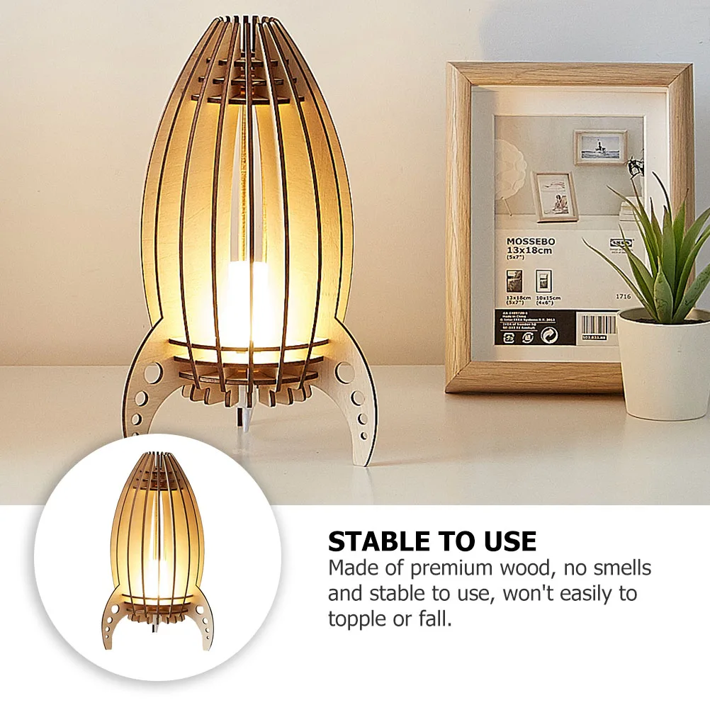 

Space Rocket Wooden LED Children Light Kids Bedroom Light Wooden Carved Lamp Gift Multifunctional Decorative Lantern