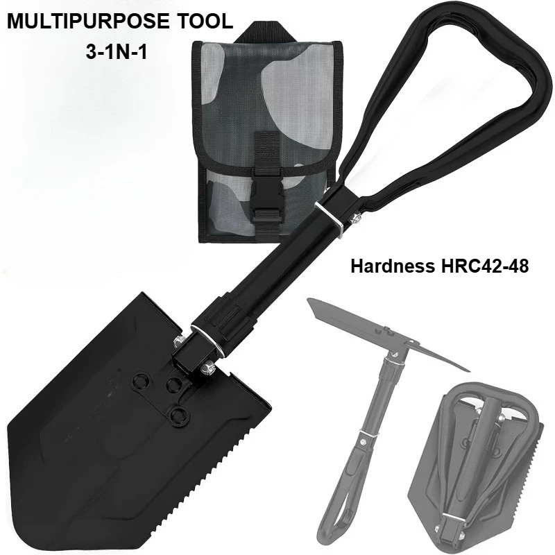 

Складная лопата-траншеекопатель из марганцевой стали 50Mn с кирком 3-в-1, прочный инструмент в военном стиле для бездорожья, кемпинга, пляжа