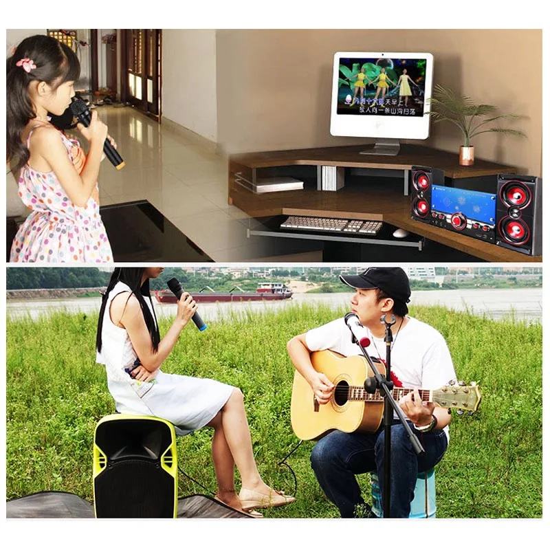 ميكروفون لاسلكي محمول لتسجيل مكبرات الصوت مرحلة الغناء الحفلات كاريوكي ABS الطلاء العالمي ميكروفون لاسلكي