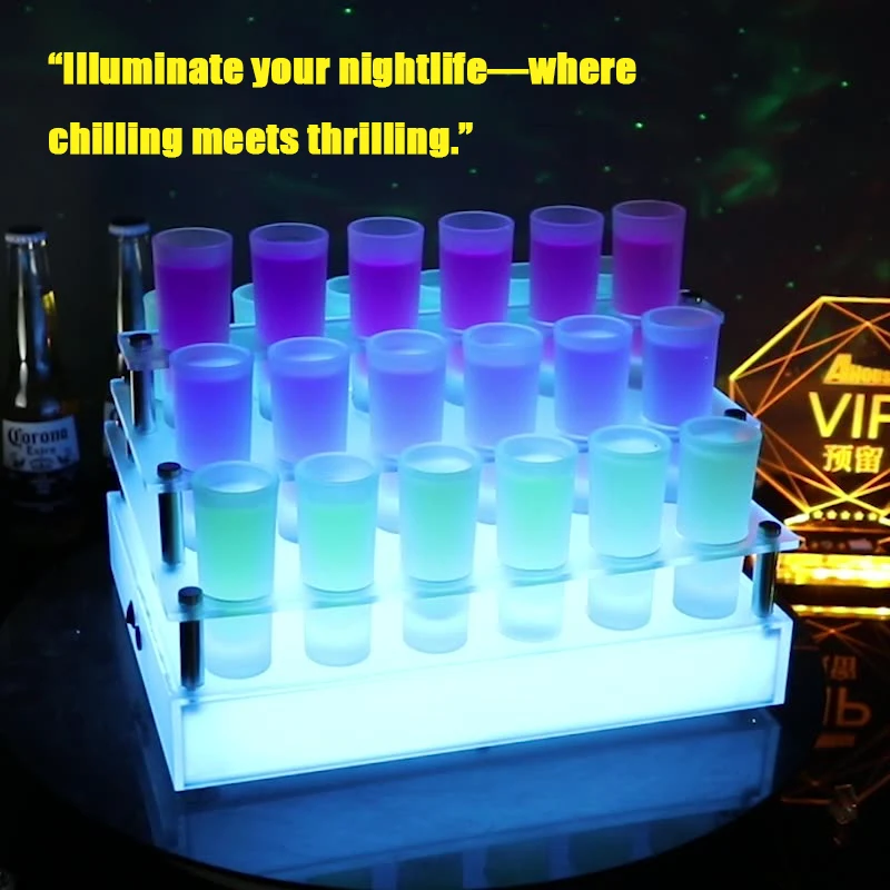 

Glowing Rainbow Shot Cocktail Glass Rack Frosted Jägermeister Glass Cocktail Rack Tavern Barware Shot Glass Set