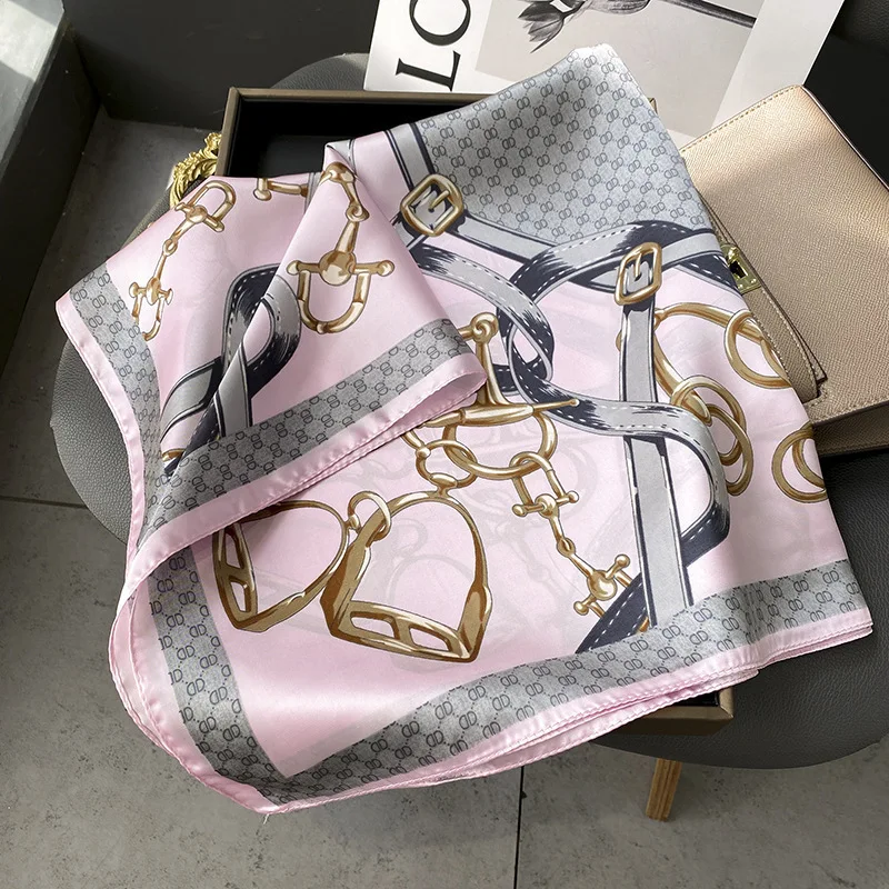 Neue Frauen Seide gedruckt Design Schal für Frauen Mode Krawatte Handtasche Foulard Handgelenk Kopftuch Schal Wraps Hajib Seide Schals – Detail 5
