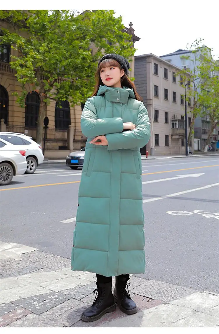 New Female Down Cotton Coat Loose Hooded Parka Overcoat Long Winter Jacket Women Clothes Warm Padded Jackets Oversized Outerwear