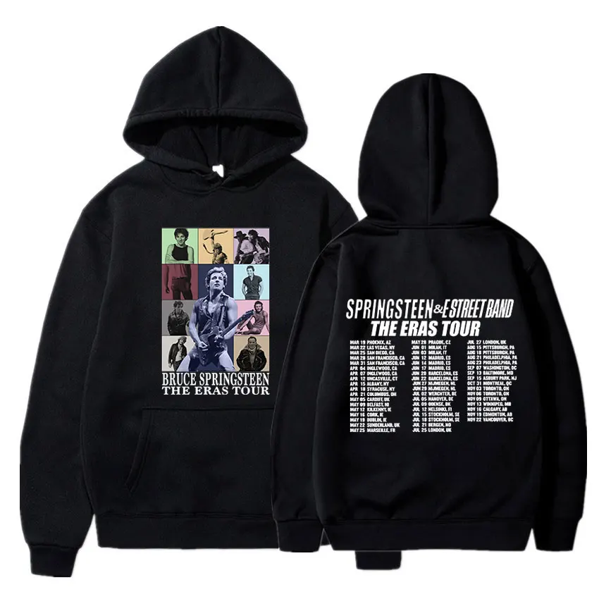 

Rock Singer Bruce Springsteen and E Street The Eras Tour Hoodies Men Fashion Vintage Sweatshirts Casual Loose Pullover Fans Gift