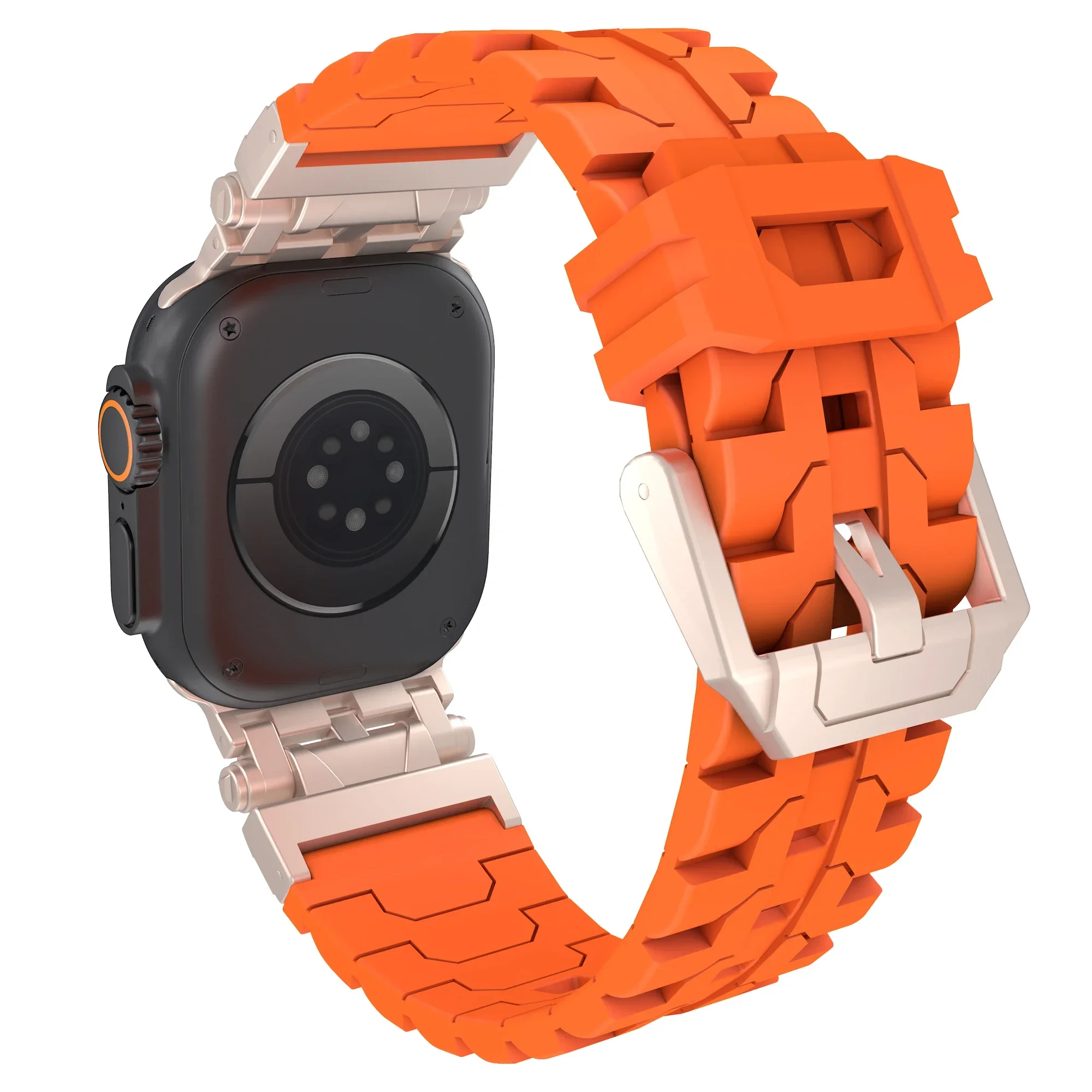 Silicone Strap for Apple Watch Ultra 2 Band 49mm Series 10 46mm 45mm 42mm 44mm Mech Style Watchbands iWatch 10 9 8 7 6 5 3 SE2