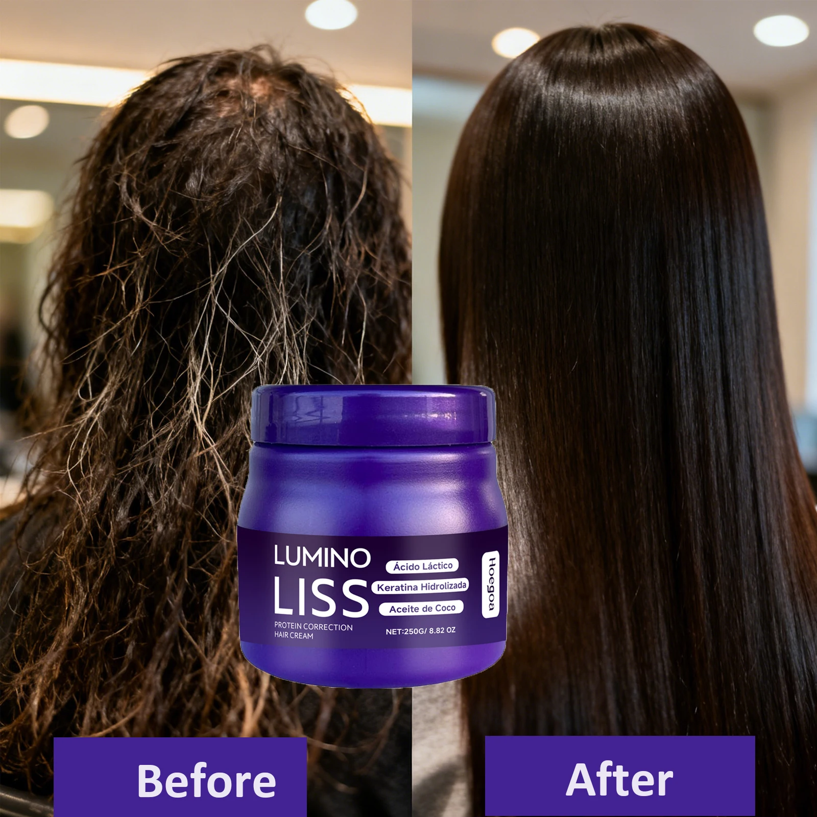 

250g Protein Straightening Cream Nourishes Softens Hair Creating Silky Smooth Hairs Repair Frizz Curls Naturally hair mask care