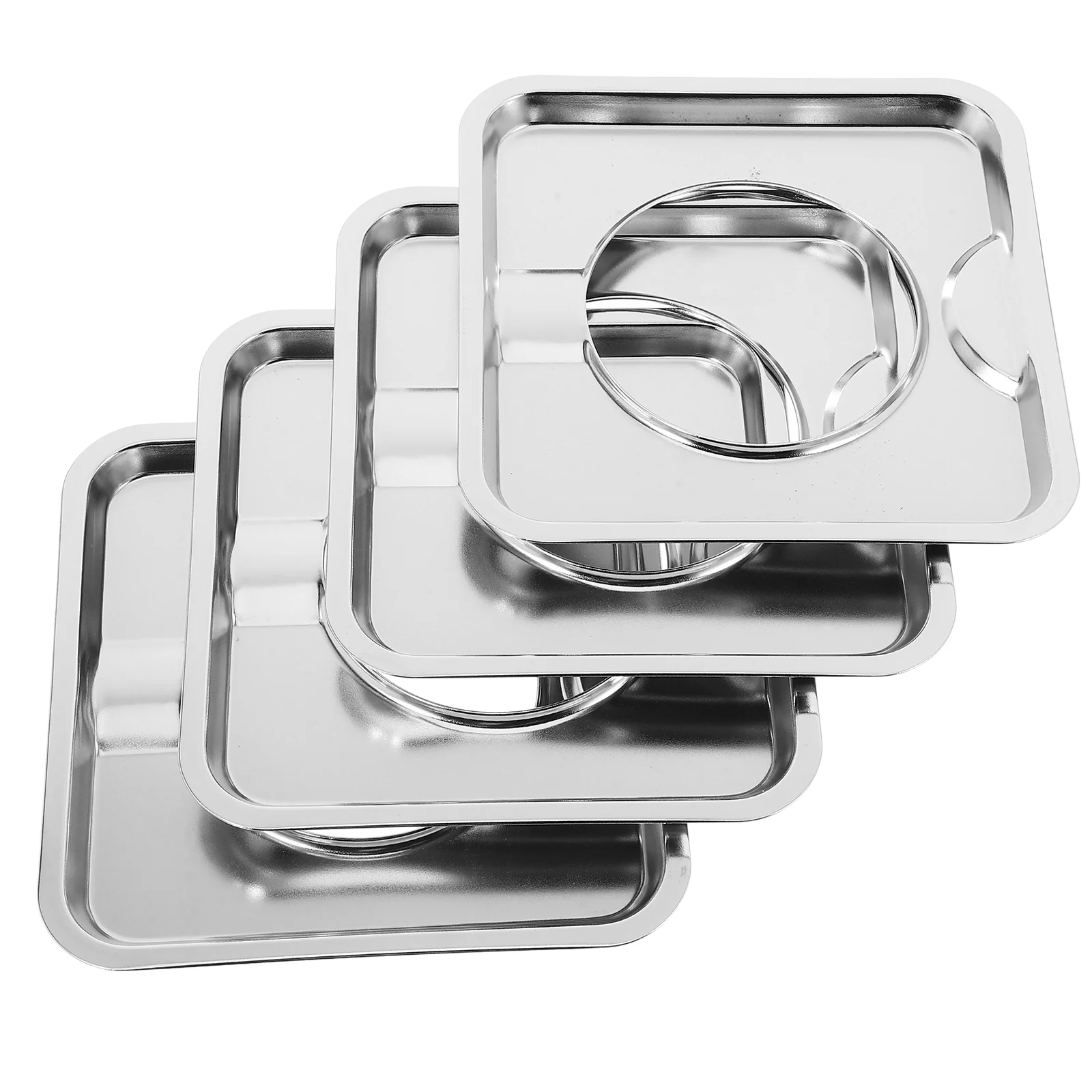 4 Pcs Stovetop Cover Drip Tray Gas Range Burner Covers Square Burners for Pans Electric Silver