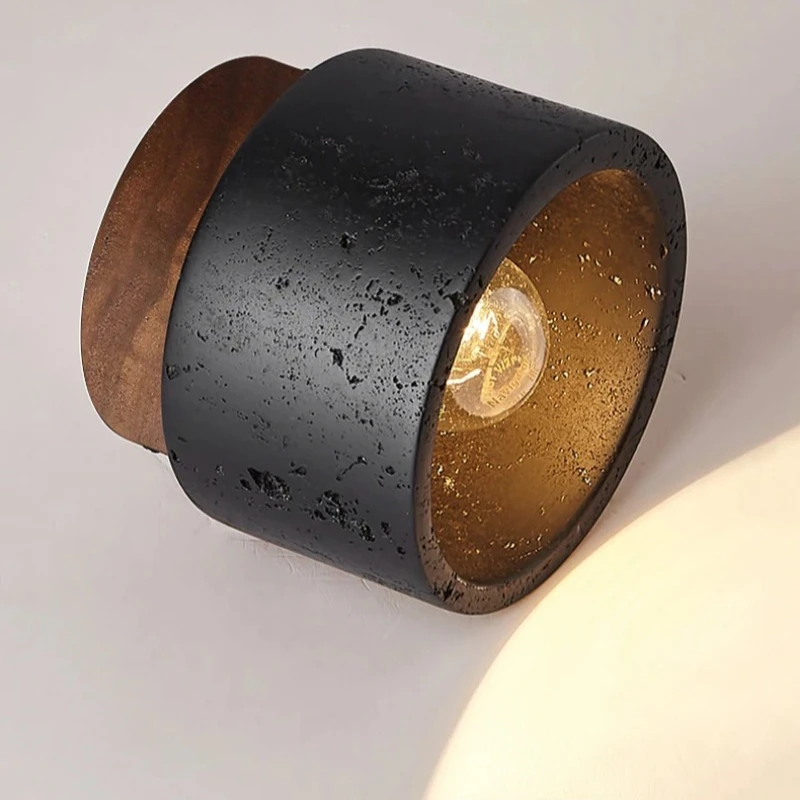 Nordic Wabi Sabi Decorative Corridor Balcony Ceiling Stone Lamp Japanese Living Room Bedroom LED Black Applique Ceiling Lamp
